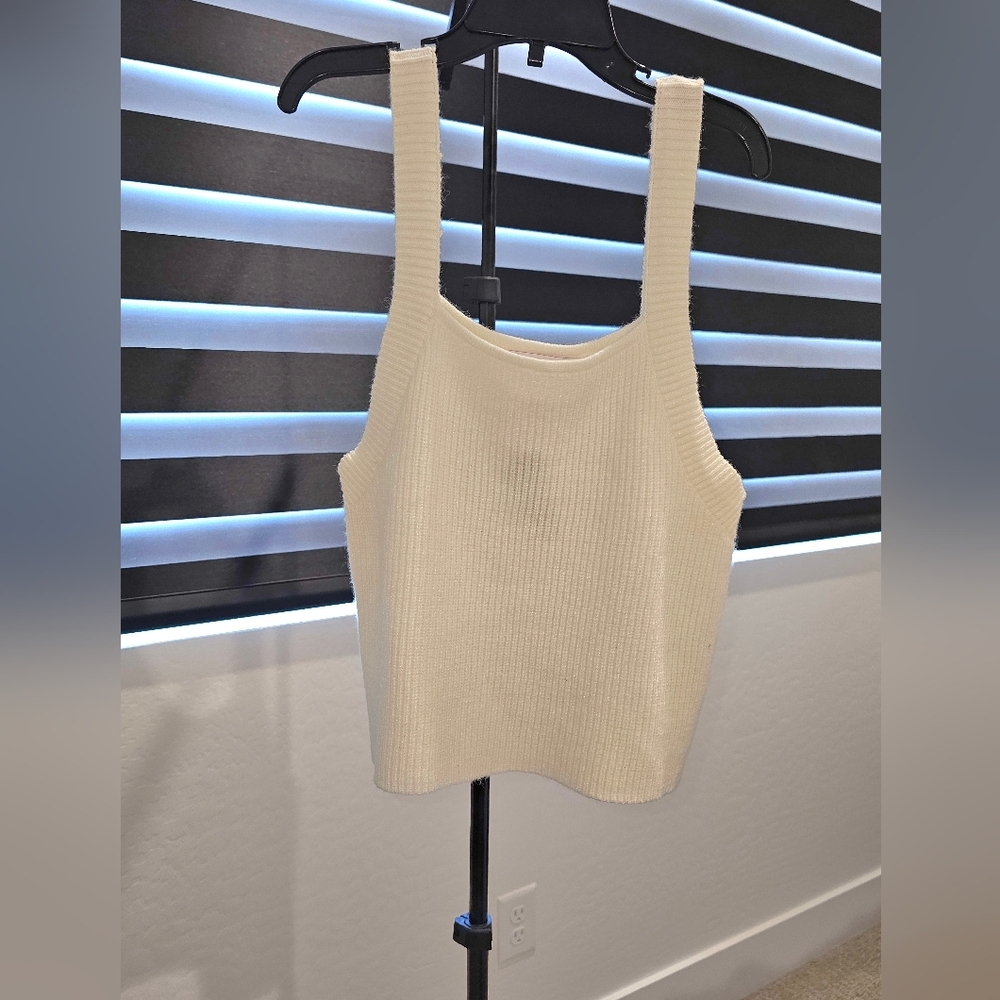 NWT Honey & Sparkle Girls Cream Ribbed Knit Sweater Tank - Girls L